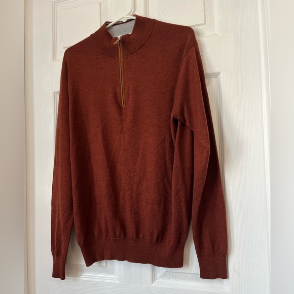 Peter Millar Wool Silk Suede Trim 1/4 Zip Sweater - M - Picture 9 of 9